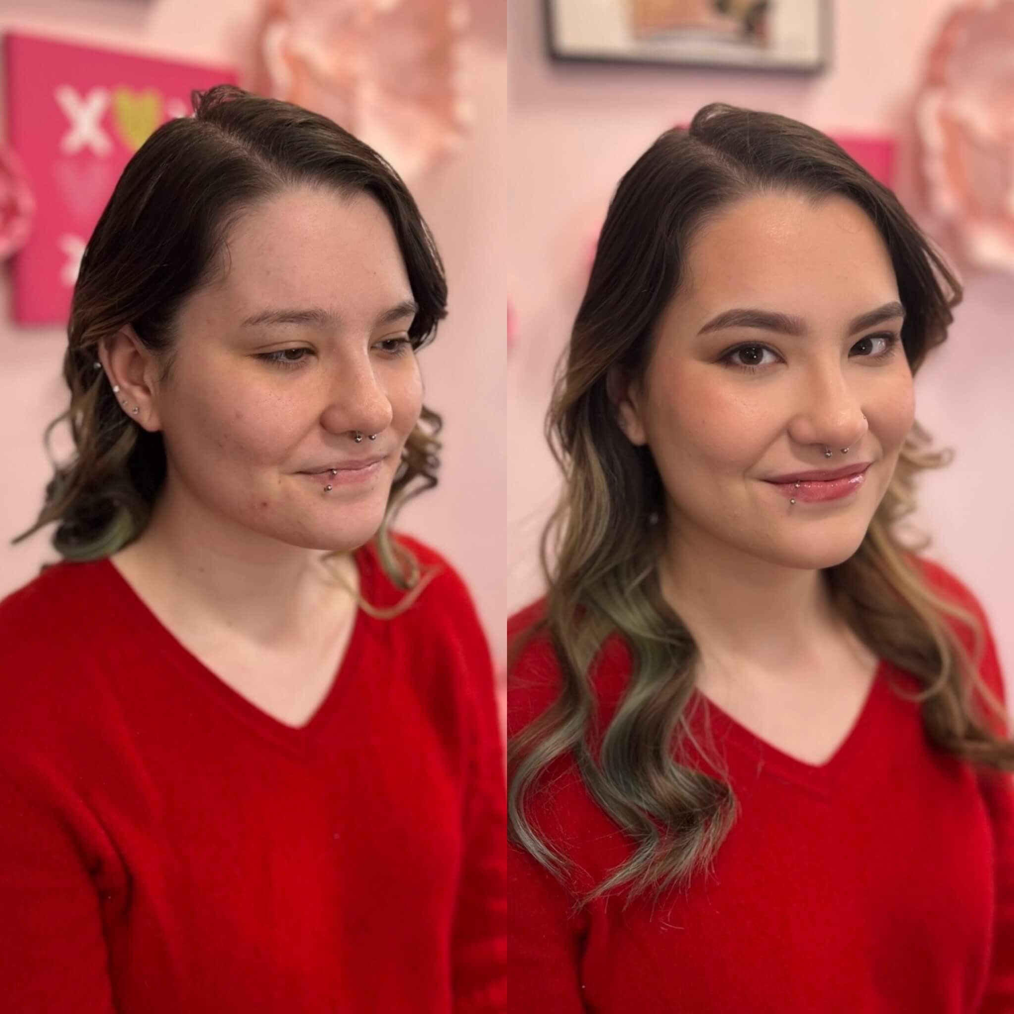 Hair and makeup before and after